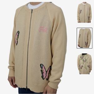 Felt For Every Living Thing Web Knit Sweater Size Large Butterfly Cardigan